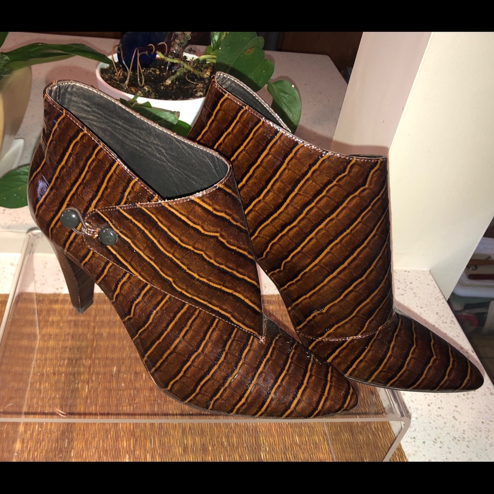Via Spiga New Lydia Leather Brown Snakeskin Boots